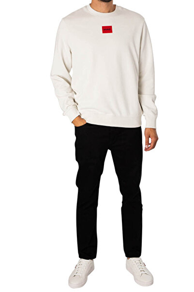 HUGO White Cotton Sweatshirt - Regular Fit, Crew Neck, Long Sleeve ( 50447964 -101)