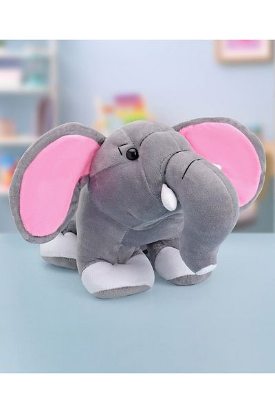 Babyhug لعبة بيبي هاج على شكل فيل صغير ناعمة باللون الرمادي 23 سم - لعبة ناعمة للغاية وغير سامة ومتينة