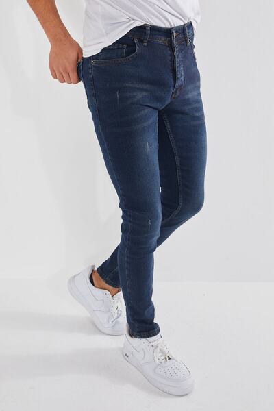 Dr Dnm Remix Ανδρικό τζιν εφαρμοστό ελαστικό ύφασμα καφέ με αποχρώσεις και καρφώματα