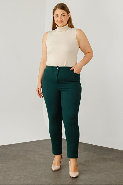 Moda İlgi Modailgi  Beli Lastikli Yan Cep Kanvas Pantolon Zümrüt