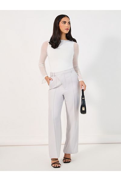 Styli Mesh Insert Bell Sleeves Bodysuit