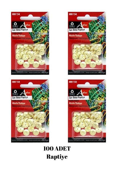 ÖZ-EL AŞ Yellow Metal Thumbtack - 100Pcs Map and Clipboard Nails, 800 154