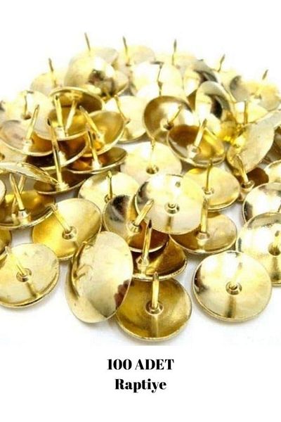 ÖZ-EL AŞ Yellow Metal Thumbtack - 100Pcs Map and Clipboard Nails, 800 154