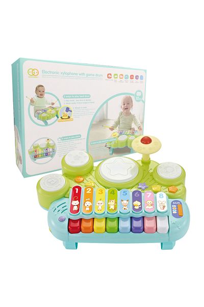 Fab N Funky Electronic Xylophone Game Drum - 3-in-1 Multicolor Musical Toy for 10M+ Kids