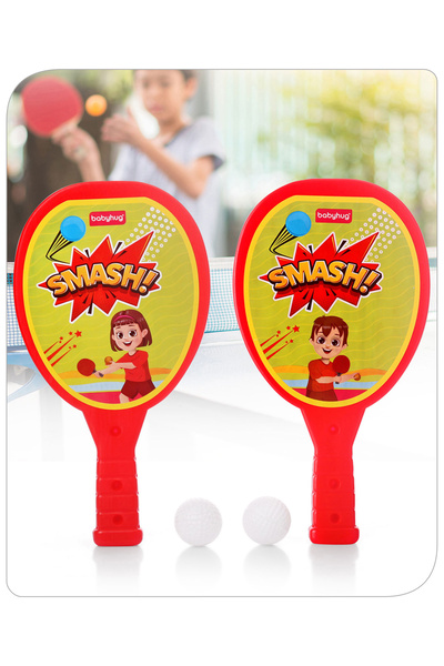 Babyhug Babyhug Junior Plastic Racket Set for 3+ Years - Red, Enhances Motor Skills & Sports Interest