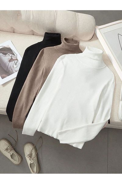 Trendy Mall Throat Cotton Sweater - 3-Piece Ready Pack, Seasonal, Rescue Slimfit Turtleneck