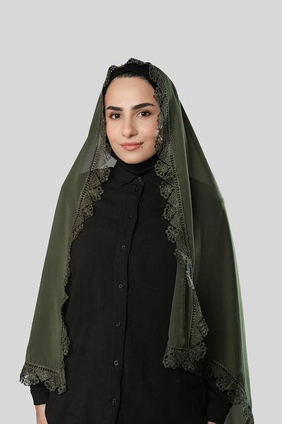 HÜRREM BONE Khaki Prayer Head Scarf Shawl Chiffon Laced202106_09