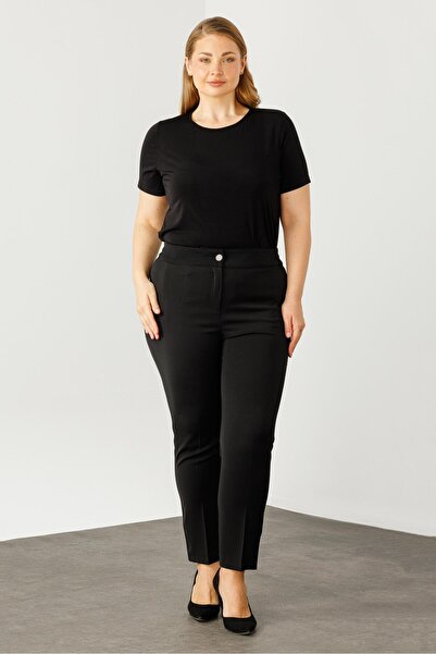 Moda İlgi Modailgi  Arka Bel Lastikli Klasik Pantolon - 5063 Siyah