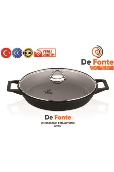 DeFonte Döküm Demir Çap 36 Cm Kavurma Tavası - Yuvarlak Ve Derin