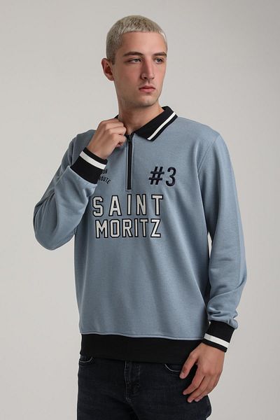 NEW WORLD POLO Crew Neck Blue Slim Fit Sweatshirt 24Fwm60207