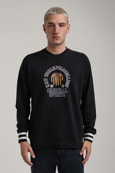 NEW WORLD POLO Crew Neck Navy Blue Slim Fit Sweatshirt 24Fwm60187