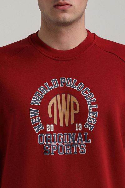 NEW WORLD POLO Crew Neck Burgundy Slim Fit Sweatshirt 24Fwm60187