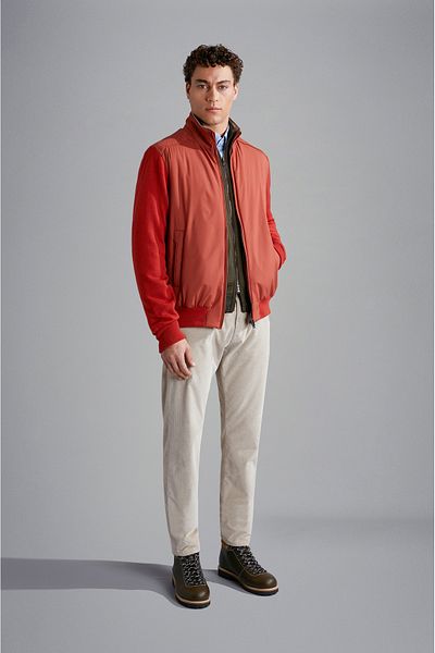 PAUL&SHARK Men's Zipper Closure Stand Collar Long Sleeve Orange Sweater 14311205 -972