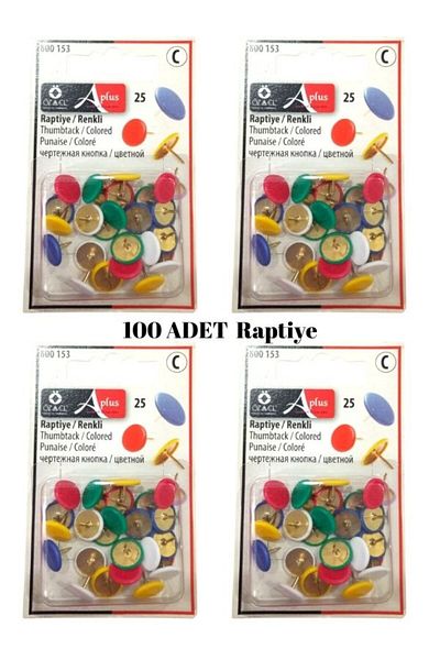 ÖZ-EL AŞ Colorful Plated Thumbtack Pushpin 100 Pieces, Map Nail, Board Nail 800 154