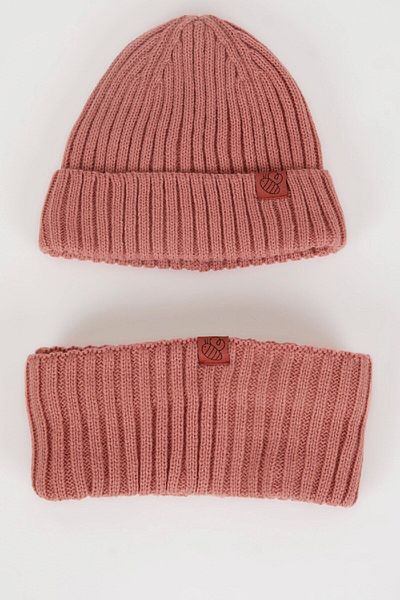 DeFacto Baby Girl 2 Piece Set Neck Collar Beanie with Fleece Inside - C9063A524Wn