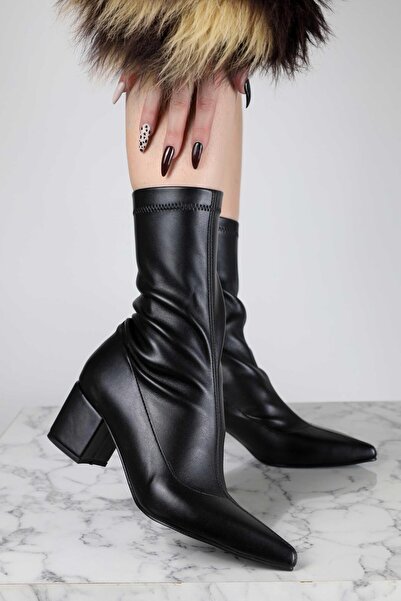 Sibel Durmaz Wall Black Stretch Leather Boots