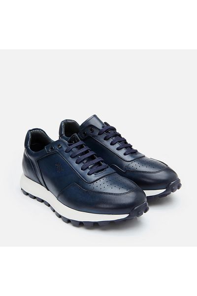 Hotiç Genuine Leather Navy Blue Men's Sports Shoes