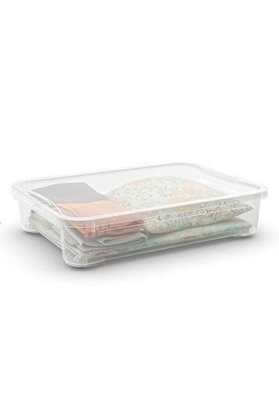 Keter T-Box XXM Transparent Storage Container with Wheels - Large and Stackable