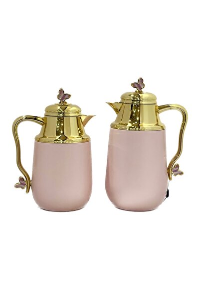 AVCI HOME MAKER 2 PIECES SET FLASK 0.7 LITRE AND 1 LITRE - PINK AND GOLD