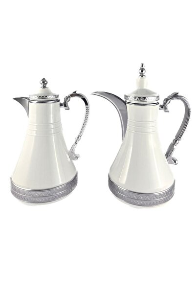 AVCI HOME MAKER طقم مكون من قطعتين قارورة سعة 0.75 لتر و1 لتر - أبيض وفضي