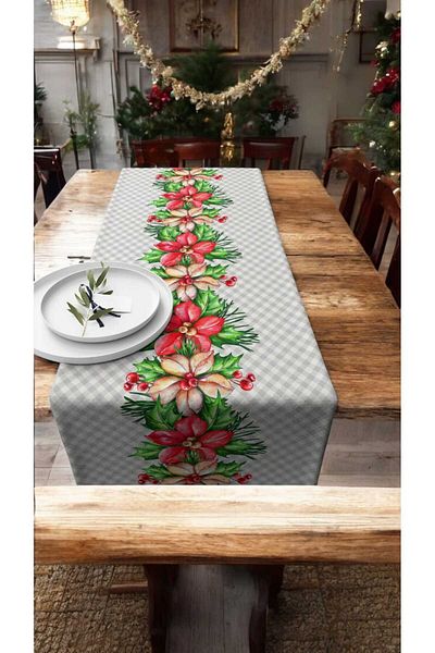 LUX VIE Πρωτοχρονιάτικο Δώρο Premium Flower Design Runner - Τραπεζομάντηλο 40*140 cm