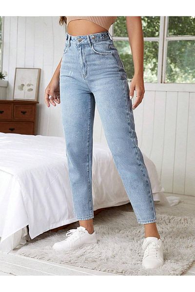 SHEVEGA ΓΥΝΑΙΚΕΙΑ ΠΑΝΤΕΛΟΝΙ MOM JEANS ΠΛΥΝΤΗΡΙΟ ΠΕΤΡΑΣ ΨΗΛΗ ΜΕ ΑΠΟΛΕΤΑ