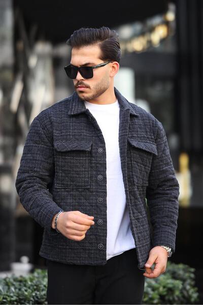 Miron Μπουφάν καπιτονέ με μοτίβο ανθρακί με καπιτονέ λεπτομέρεια-2456