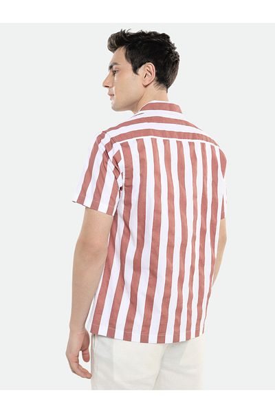 Dennis Lingo By Styli Spread Collar Striped Casual Shirt