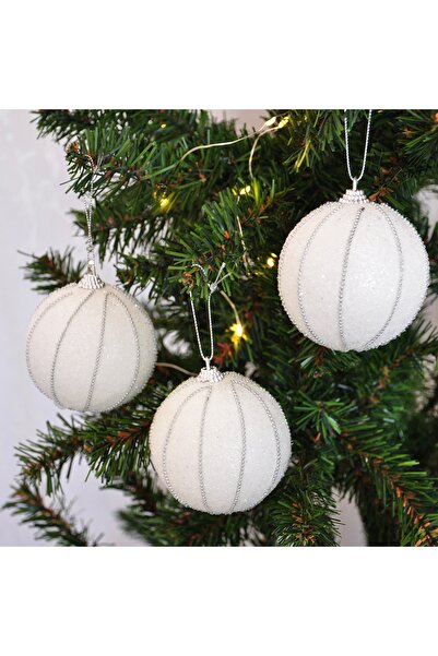 Kikajoy Luxury Tree Ornaments 3-Piece - 8cm - White Model 1