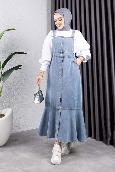 benguen Rochie salopetă din denim albastru - 563