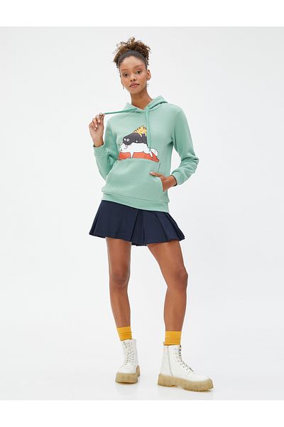Koton Kapuzenpullover mit Katzenmuster – Kängurutasche