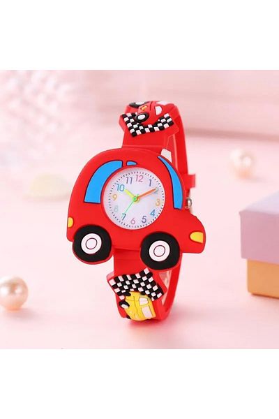 GlassySKY Cute 3D Racing Car Design Silicone Strap Quartz Watch ,Birthday Gift