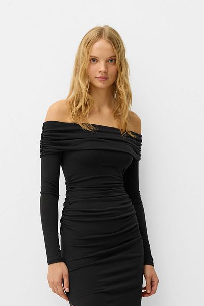 Bershka Open Shoulder Midi Dress