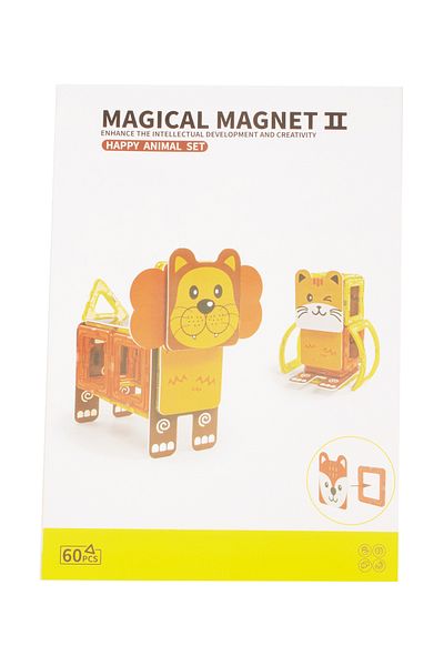 Fab N Funky Magnetic Animal Toy Set - 60pc Creative Building Blocks for Kids 3+