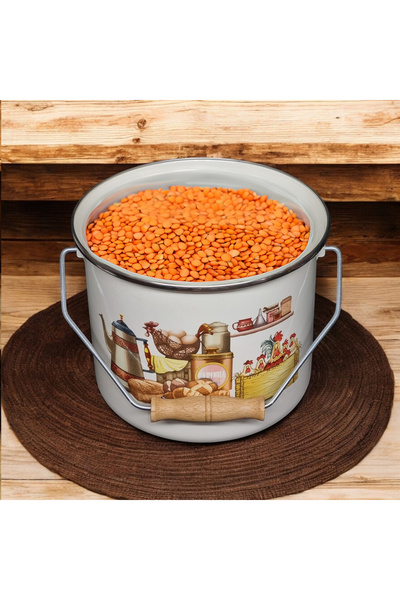 emaye market 18 cm 3Lt Enameled Copper - Yogurt, Potato and Onion Pot Pulses Storage Bucket