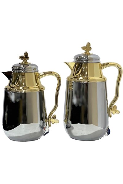 AVCI HOME MAKER طقم مكون من قطعتين قارورة سعة 0.7 لتر و1 لتر - ذهبي وفضي