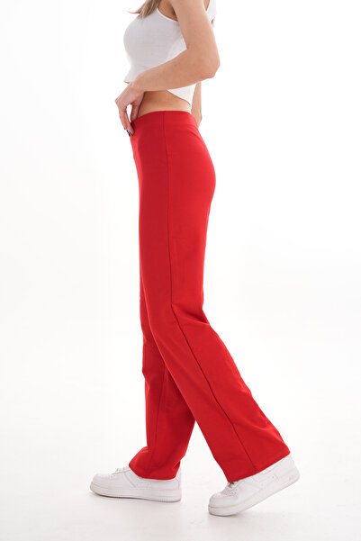 penyebizden Pamuk 2 İplik Lycra Eşofman Alt-Kırmızı