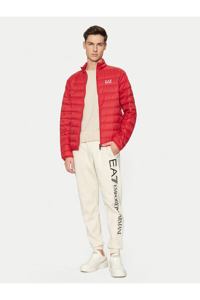 EA7 Men's Stand Collar Insulated Brand Logo Zipper Red Jacket 8Npb23 Pngpz-1461