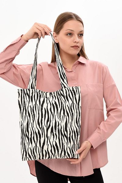 Bagg Geantă din pânză cu model zebră