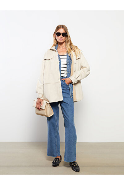 LC Waikiki Collared Neck Women's Faux Suede Jacket