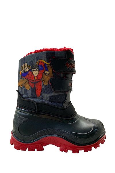 Tuğba Ortopedi 638 Boy's Black/Red Furry Inside Snow Boots