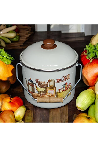 emaye market Enameled Copper Yogurt Pot Pulses Storage Pot Potato Onion Bucket 20 cm 5 Lt