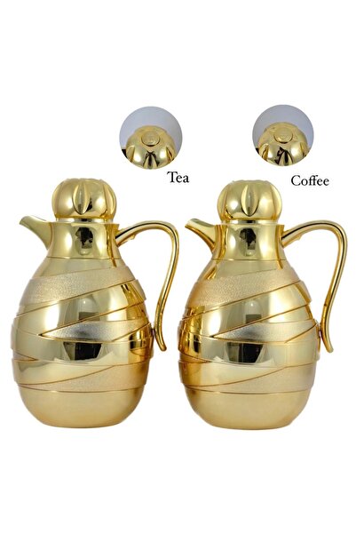 AVCI HOME MAKER 2 PIECES FLASK SET TEA AND COFFEE 1 LITRE AND 1 LITRE - GOLD