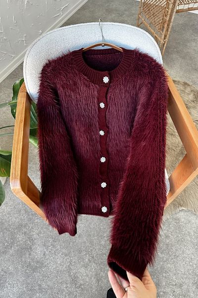 Poliyance Luxury Burgundy Cardigan