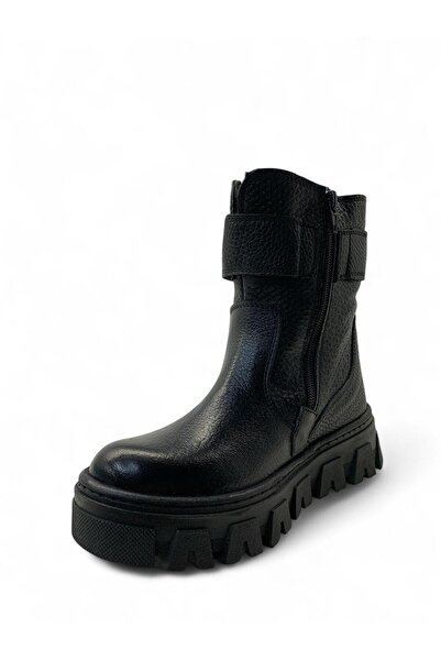 Tuğba Ortopedi 231-1 Ortopedik % 100 Hakiki Deri Unisex Çocuk Siyah Bot