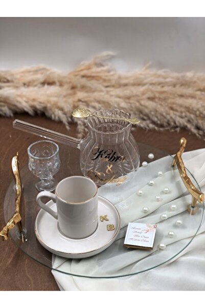 Masalsı Concept Damat Tepsisi Kız İsteme Damat Fincanı İsimli  Cam cezve
