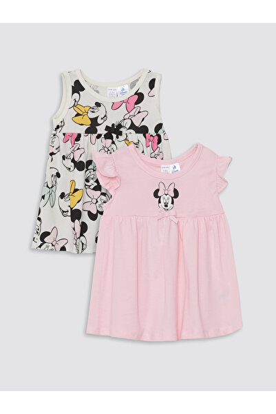 LC Waikiki Rochie pentru fetițe cu guler rotund și imprimeu Minnie Mouse, pac...