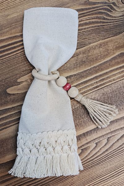 cotton maison Φυσική χαρτοπετσέτα με κρόσσια 6 τεμαχίων 30x30 εκ