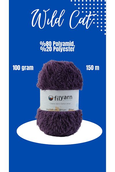 Filyarn Wildcat Single - Σχοινί γάτας με γένια από μαλακή γούνα, σχοινί πλεξίματος με πούπουλα, σχοινί παιχνιδιού γάτας