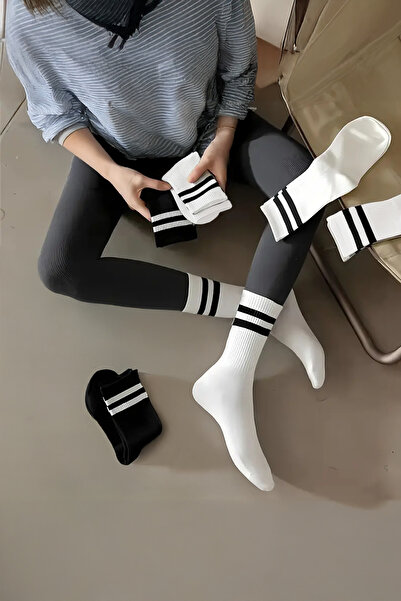 BLACK DEER 6 чифта тенис чорапи на бели райета Мъжки и дамски унисекс тенис чорапи на райета